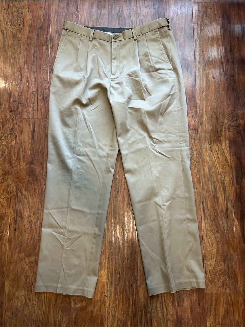 Haggar Pleated Chino Pants Premium No Iron Khaki Tan